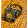 Image 1 : Beautiful, silver, 925 marked, ring, with scrolled detailing and aquamarine stone