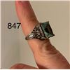 Image 3 : Beautiful, silver, 925 marked, ring, with scrolled detailing and aquamarine stone