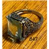 Image 4 : Beautiful, silver, 925 marked, ring, with scrolled detailing and aquamarine stone