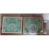 Image 1 : France. Allied Military Currency. Lot of 2 notes, both dated 1944. 2 Francs & 5 Francs. Both have th