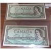 Image 1 : Lot of 2 Canadian 1954 Modified Portrait $1 notes with Consecutive Serial Numbers. Beattie-Rasminsky
