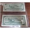 Image 2 : Lot of 2 Canadian 1954 Modified Portrait $1 notes with Consecutive Serial Numbers. Beattie-Rasminsky