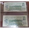 Image 2 : Lot of 2 Canadian 1973 $1 notes with Consecutive Serial Numbers. Lawson-Bouey signatures. AAS Prefix