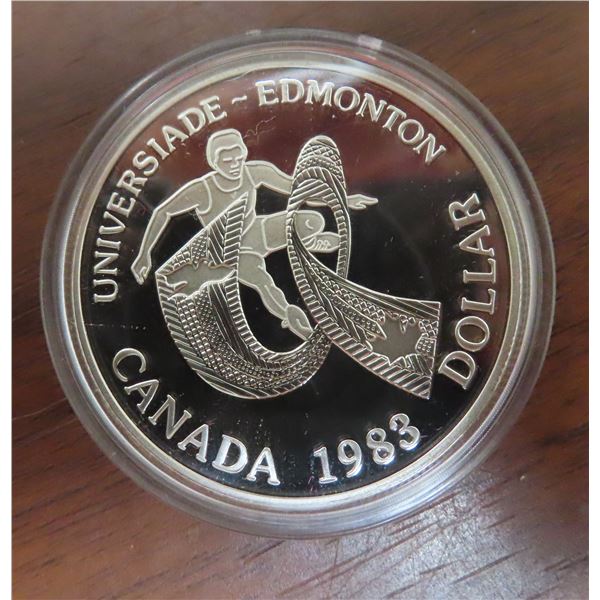 1983 Canadian Silver Dollar. Commemorates the University Games in Edmonton. Proof with Ultra Heavy C