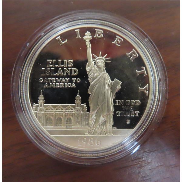 1886 – 1986 U.S. Statue of Liberty Centennial Silver Dollar. San Francisco Mint. Housed in a U.S. Mi