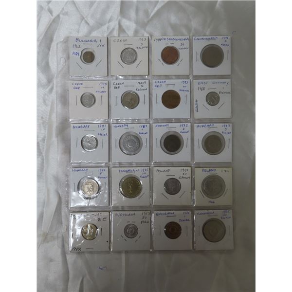 Lot of 20 Eastern European coins from Bulgaria, Czechoslovakia, Czech Republic, East Germany, Hungar