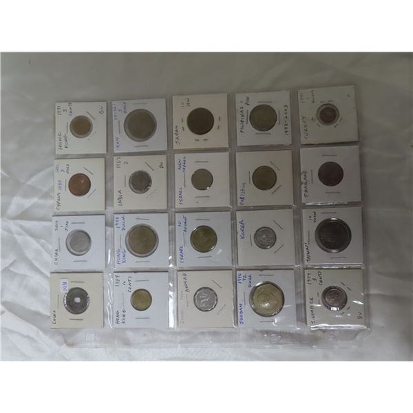 Lot of 20 Asian coins from China, Cyprus, Hong Kong, India, Iran, Israel, Japan, Jordan, South Korea