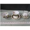 Image 1 : Shafford 3 footed tea cup, Royal Albert tea cup and saucer, and Japan creamer and saucer
