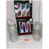 Image 1 : 12 vintage, glass, Christmas ornaments, and 2 Christmas jars, made in Canada
