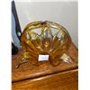 Image 3 : Vintage, art glass, amber basket, and horn carving. Basket has chips on two corners