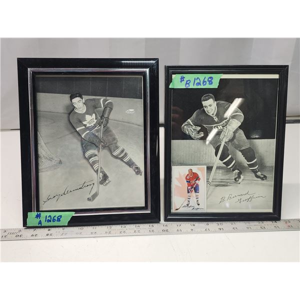 2 - Framed Hockey signed portraits - George Armstrong & B. Bernard - 8"x10"