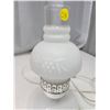 Image 2 : Milk glass electric, oil lamp style, lamp - w/ shade