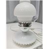 Image 3 : Milk glass electric, oil lamp style, lamp - w/ shade