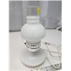 Image 4 : Milk glass electric, oil lamp style, lamp - w/ shade