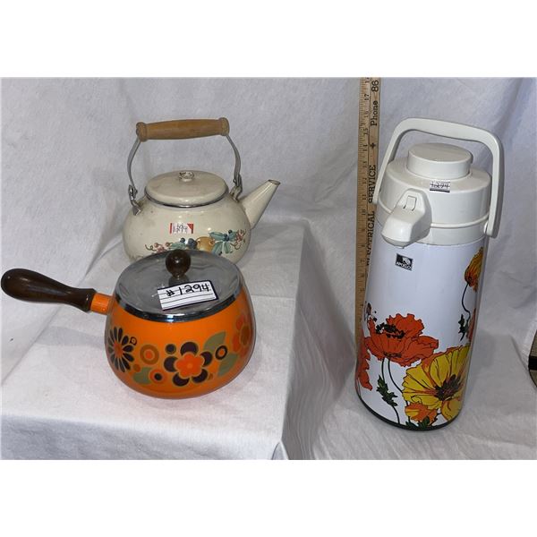 Vintage tea kettle, pot and thermos