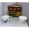 Image 1 : Vintage, Bat tobacco tin, and two Masonic cups