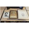 Image 1 : 3 Assorted framed pictures - 2 portraits, 1 landscape