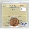 Image 1 : 1940 Canadian one cent ICCS graded MS-65