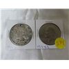 Image 1 : Lot of 2 US Silver Dollars 1 1923 Liberty 1 1974D Eisenhower