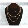 Image 2 : Buff Champagne Costume Pearl Necklace with Matching Earrings  Opera Length 69.7 g