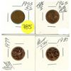 Image 1 : Lot of four Canadian 1¢ - 1953 S.S., 1965 Small Bead Pointed 5, 1979 PL, 1980 PL