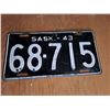 Image 1 : 1943 Passenger License Plate 68-715