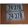Image 1 : Pair of 1959 Passenger License Plates 74-378