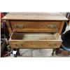 Image 4 : Vintage wooden dresser and mirror, w/ wheels on feet - 32"W x 17"D x 34.5"H (w/ mirror 66"H)