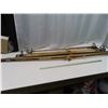 Image 1 : set of antique cross country skis and 2 pairs of bamboo poles