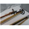 Image 4 : set of antique cross country skis and 2 pairs of bamboo poles