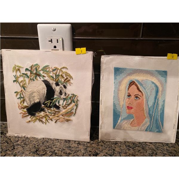 Set Of Unframed Embroidery Art 8 x 8 And 7 x 7