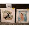 Image 1 : Set Of Unframed Embroidery Art 8 x 8 And 7 x 7
