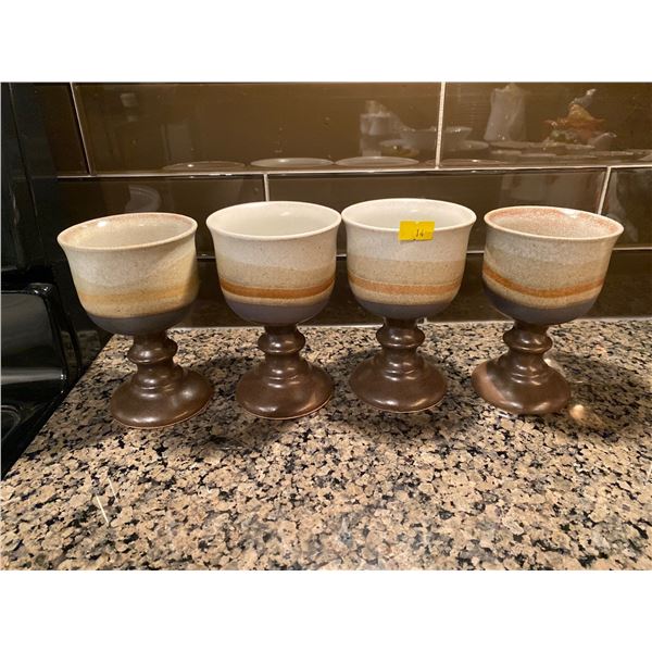 Set Of 4 Pottery Goblets