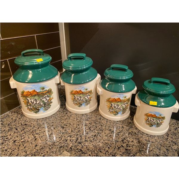 Set Of 4 Vintage Ceramic Kitchen Canisters