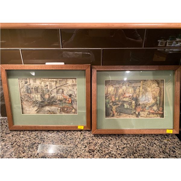 Set Of 3D Elizabethan Street And Shop Scene Framed Pop-Ups 13 x 10