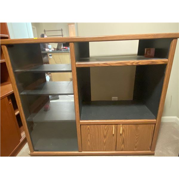 TV Cabinet With Glass Door On Caster Wheels 48L x 16W x 42T