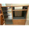 Image 1 : TV Cabinet With Glass Door On Caster Wheels 48L x 16W x 42T