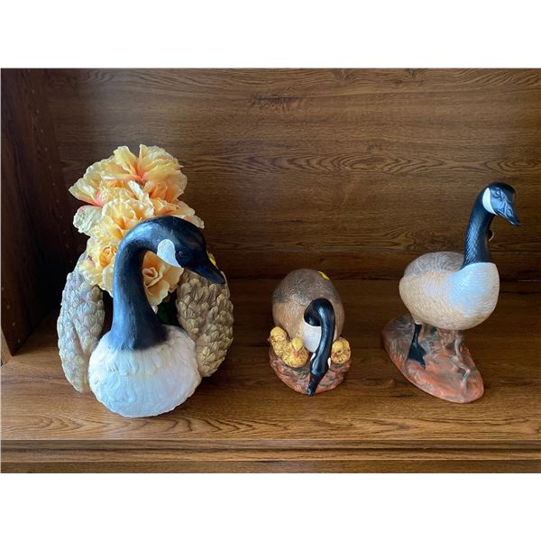 Set Of Three Canada Goose Statues