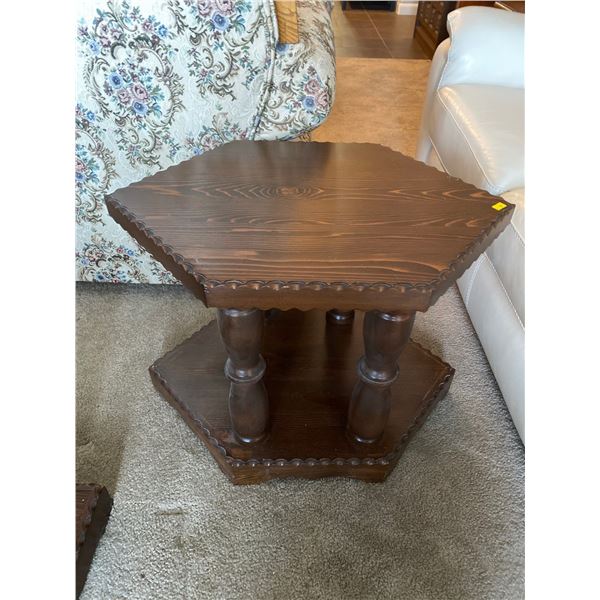 Wooden hexagonal Side Table 25L x 17W x 18T