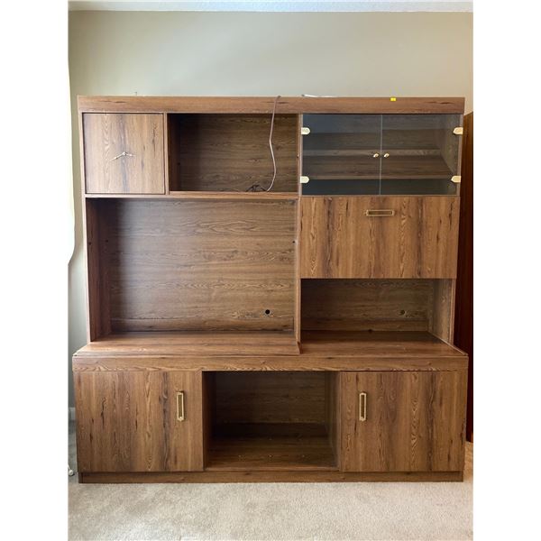 Two Piece Vintage Entertainment Cabinet 71L x 19W x 71H