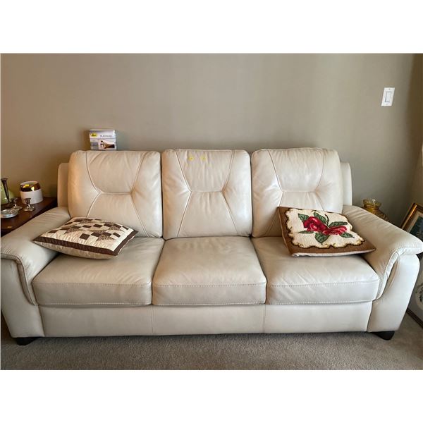High-End Modern White Leather Couch 82L x 35W x 34T And Care Kit