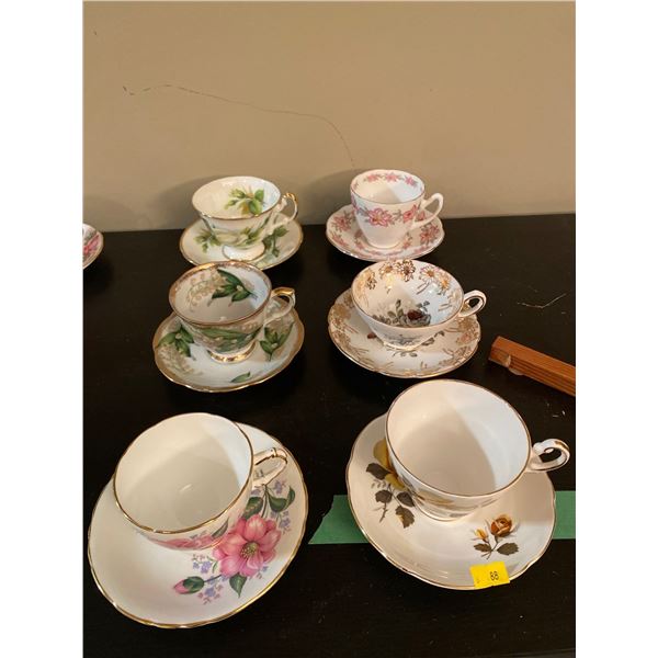 Set Of Six Fine China Tea Cups And Saucers