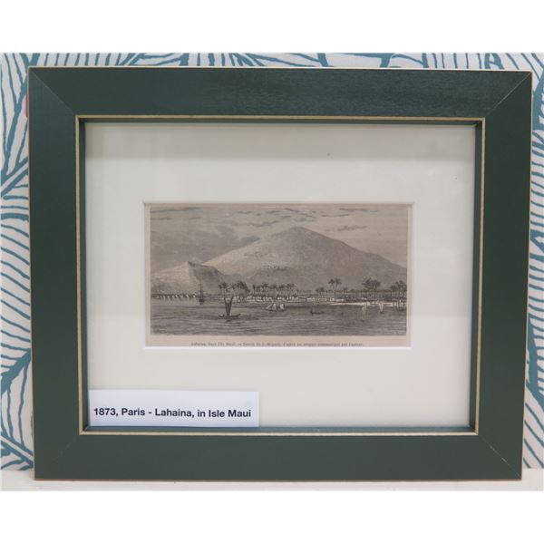 Lahaina, in Isle Maui 1873 Engraving, Framed, 12"x10"