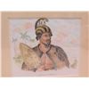 Image 2 : Sandwich Island Man w/ Shark Tooth Weapon 1841 Engraving, Hand Colored,  Framed, 11"x9.5"