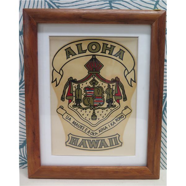 Aloha Hawaii 1930's Water Decal, Framed, 10 x13 