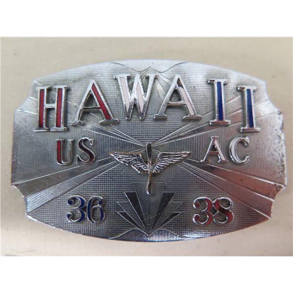 Hawaii Metal 1938 Belt Buckle, US Air Corps, 2.75 W