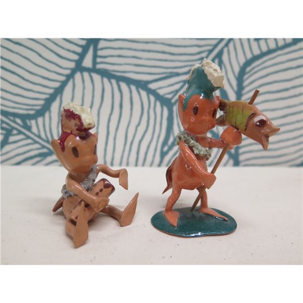 Qty 2 Ceramic 1940's Menehune Figures