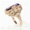Image 8 : 14K Rose Gold 1.80 ctw Amethyst W/ Diamond & Filigree Milgrain Etched Dinner Rin