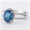 Image 2 : 1.72 ctw Aquamarine and 0.33 ctw Diamond 18K White Gold Ring