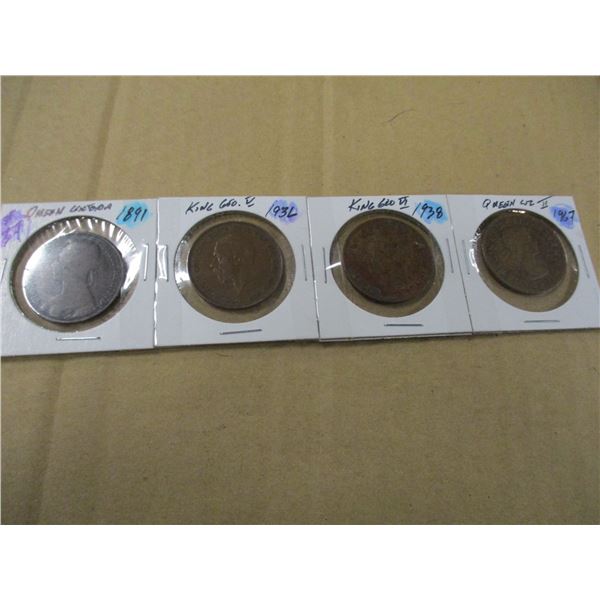 1891 VICTORIAN, 1936 KGV, 1938 KGVI & 1967 QEII COINS